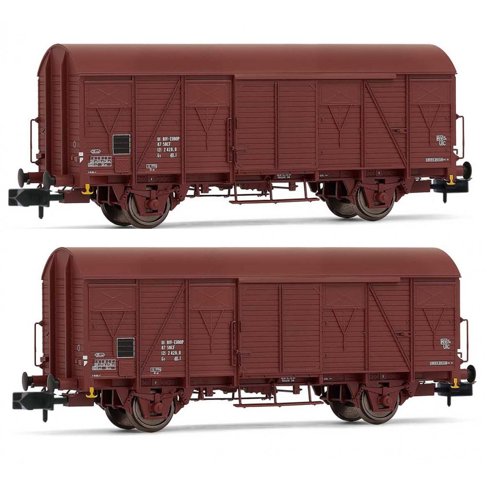 Set de 2 wagons couverts à essieux Arnold HN6515 type G4 SNCF