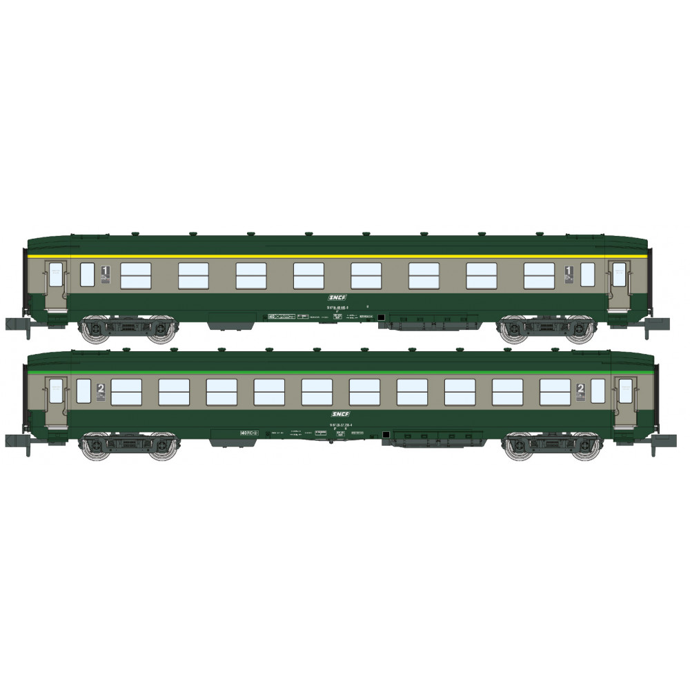 Set De 2 Voitures Voyageurs DEV AO SNCF REE Modeles NW279 B8 Et B10