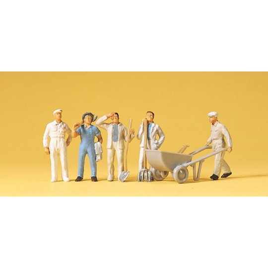 Preiser_14144-Preiser 14144 Personnages, ouvriers du batiment et brouette