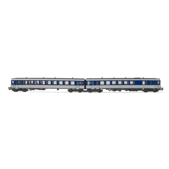 HJ2615-Jouef HJ2615 EAD XBD 4717 railcar + XRABx 8714 trailer, SNCF, silver/blue livery, Casquette logo