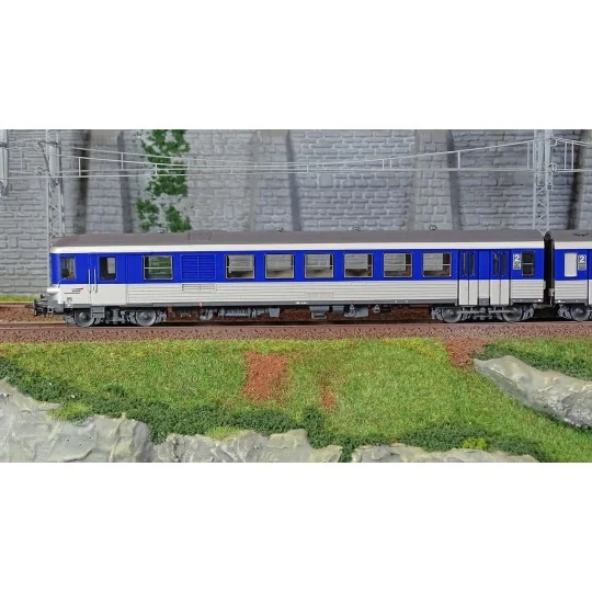 HJ2615-Jouef HJ2615 EAD XBD 4717 railcar + XRABx 8714 trailer, SNCF, silver/blue livery, Casquette logo