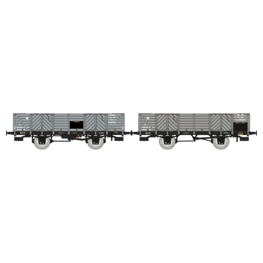 WB-811-Ree Modeles WB811 Set of 2 PLM tipper wagons, 4 doors, grey wood