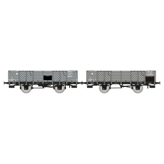 WB-811-Ree Modeles WB811 Set of 2 PLM tipper wagons, 4 doors, grey wood