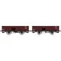 Ree Modeles WB814 Set of 2 PLM tipper wagons, 4 doors, red wood WB-814-Ree Modeles WB814 Set of 2 PLM tipper wagons, 4 doors, red wood