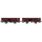 WB-814-Ree Modeles WB814 Set de 2 wagons Tombereau PLM, 4 portes, bois rouge sidéros