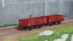 Ree Modeles WB814 Set de 2 wagons Tombereau PLM, 4 portes, bois rouge sidéros Ree Modeles WB-814 - 1