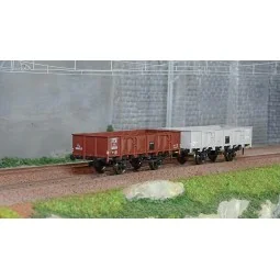 Ree Modeles WB817 Set de 2 wagons Tombereau PLM, 4 portes, tôlés brun 530 et gris PLM Ree Modeles WB-817 - 1