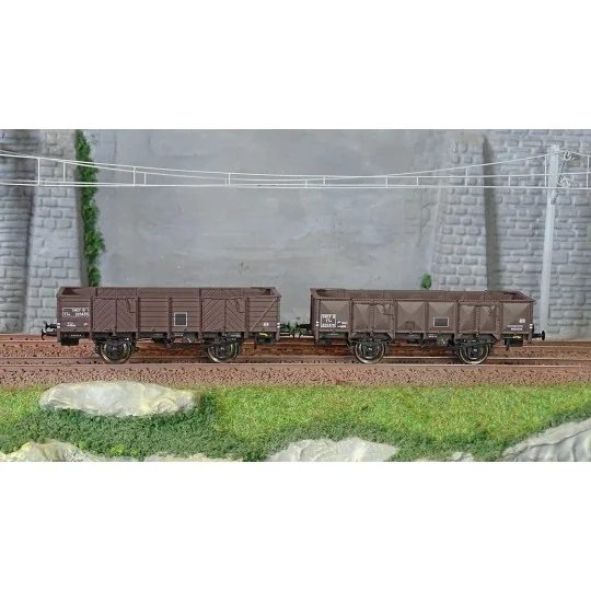 WB-819-Ree Modeles WB819 Set of 2 tipper wagons ex-PLM, SNCF, 4 doors, wood and brown sheet metal wagon 540