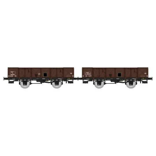 WB-822-Ree Modeles WB822 Set of 2 ex-PLM, SNCF, 4-door, brown sheet metal tipper wagons, wagon 540