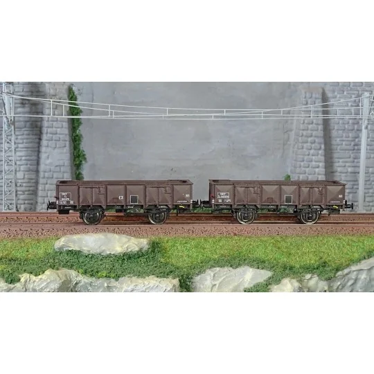 Ree Modeles WB822 Set of 2 ex-PLM, SNCF, 4-door, brown sheet metal ... WB-822-Ree Modeles WB822 Set of 2 ex-PLM, SNCF, 4-door, brown sheet metal tipper wagons, wagon 540