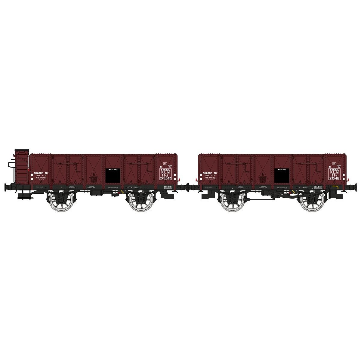 Ree Modeles WB827 Set of 2 OCEM 19 tipper wagons, brown, sheet meta...