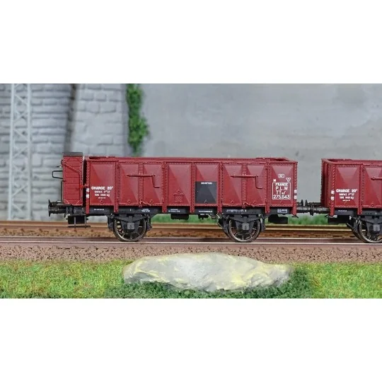 WB-827-Ree Modeles WB827 Set de 2 wagons Tombereau OCEM 19, brun, tôlés, PLM
