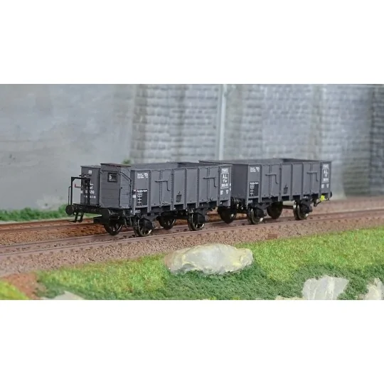 WB-828-Ree Modeles WB828 Set de 2 wagons Tombereau OCEM 19, gris, tôlés, PLM