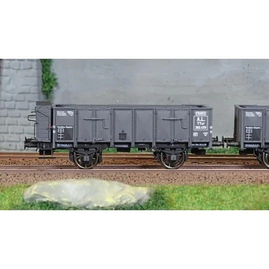 WB-828-Ree Modeles WB828 Set de 2 wagons Tombereau OCEM 19, gris, tôlés, PLM