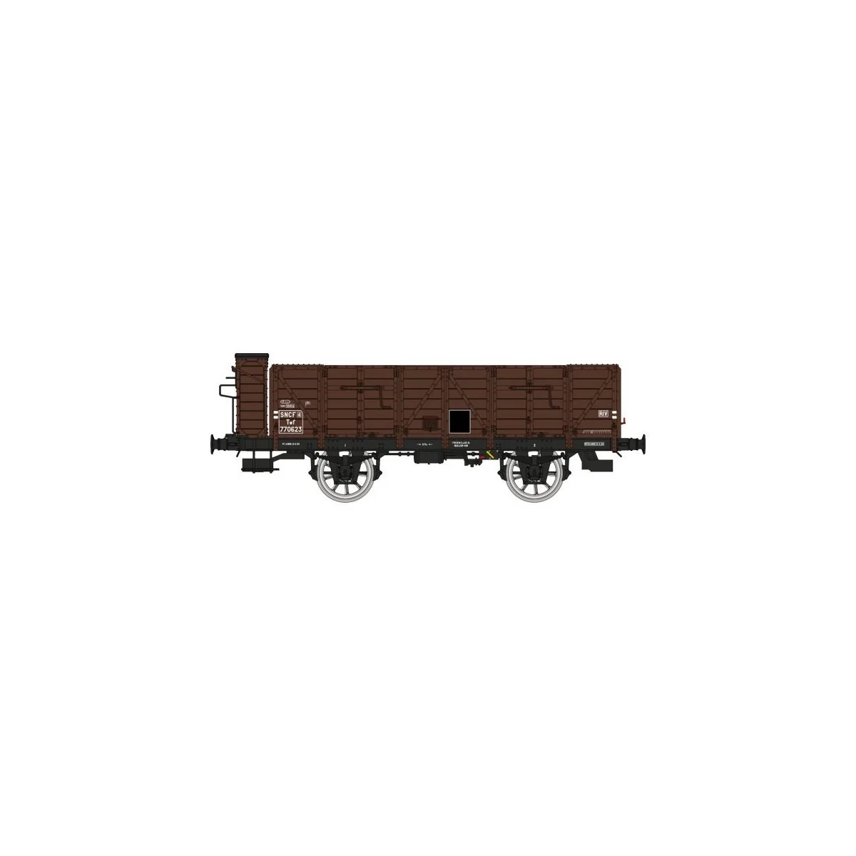 Ree Modeles WB830 Wagon Tombereau OCEM 19, brun, bois avec guérite, SNCF Ree Modeles WB-830 - 3
