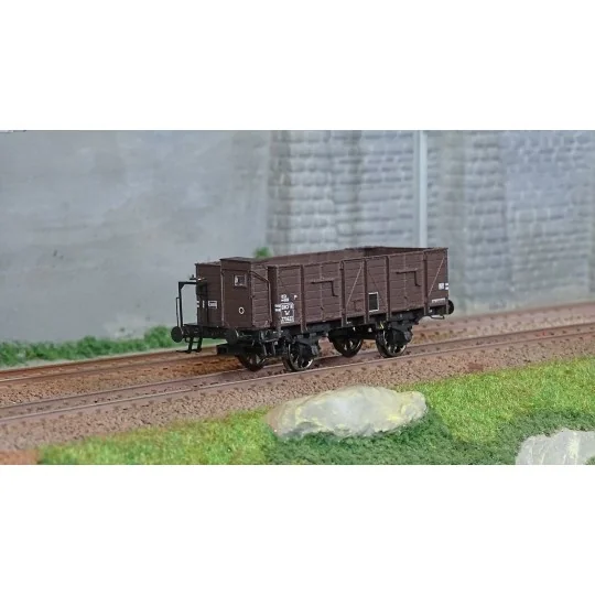 WB-830-Ree Modeles WB830 Wagon Tombereau OCEM 19, brun, bois avec guérite, SNCF