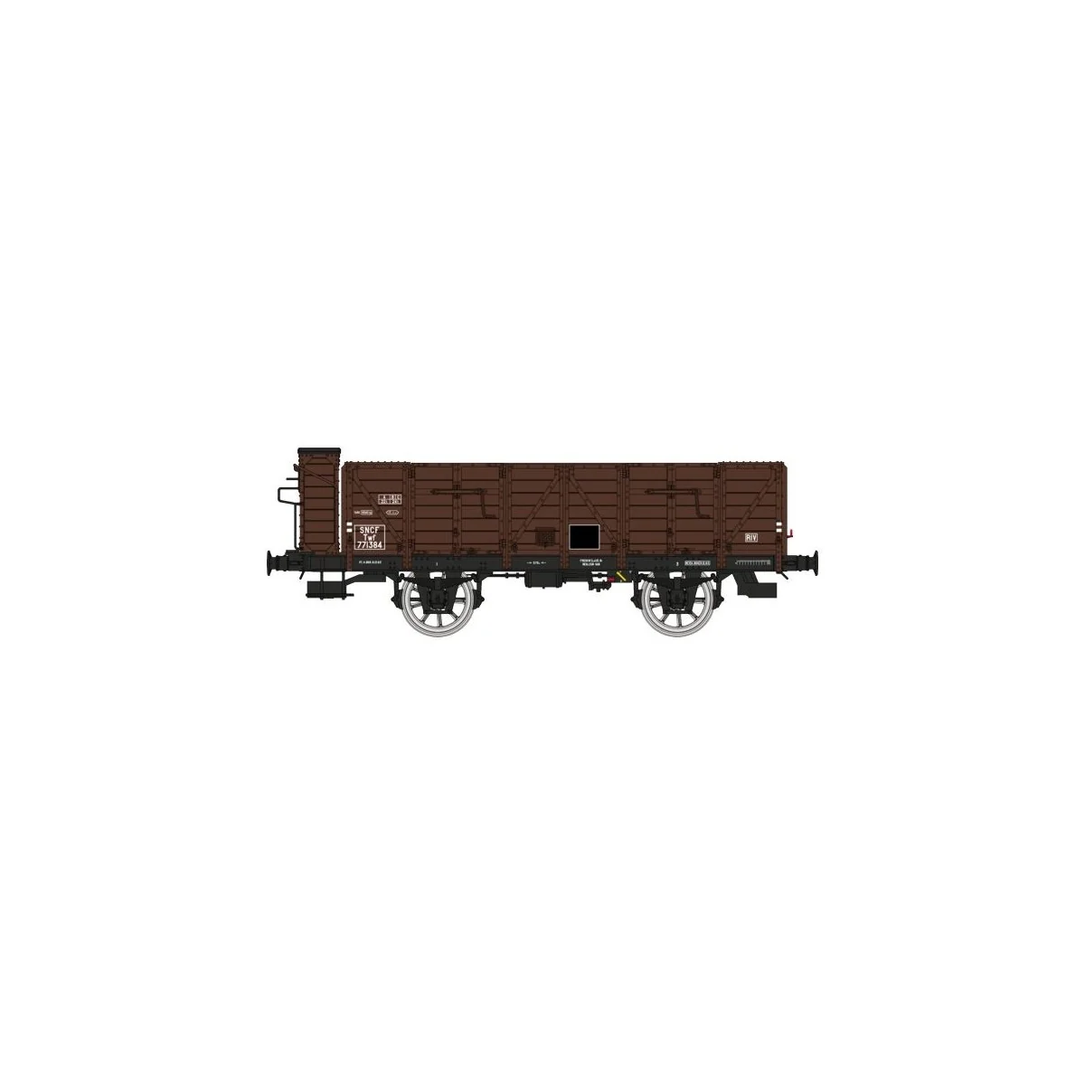 Ree Modeles WB833 Wagon Tombereau OCEM 19, brun, bois avec guérite, SNCF Ree Modeles WB-833 - 3