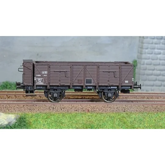 WB-833-Ree Modeles WB833 OCEM 19 Tipper Wagon, brown, wood with guard's cabin, SNCF