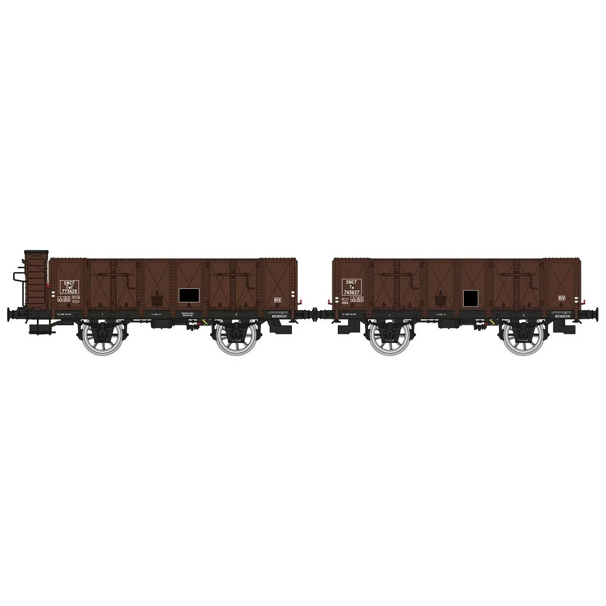 Ree Modeles WB836 Set of 2 OCEM 19 tipper wagons, brown, sheet meta...