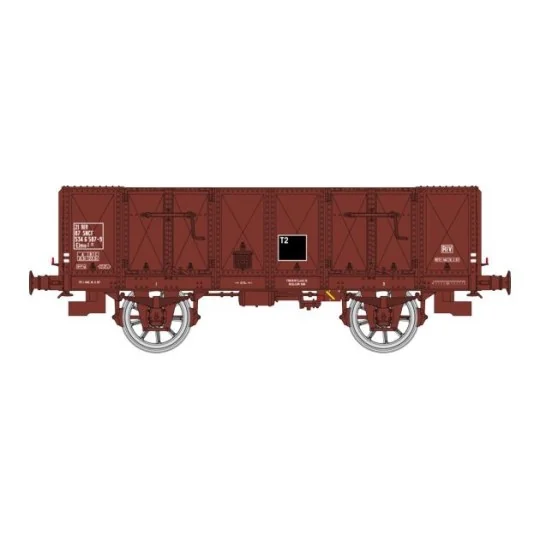 WB-837-Ree Modeles WB837 Wagon Tombereau OCEM 19, rouge UIC, tôlé, SNCF