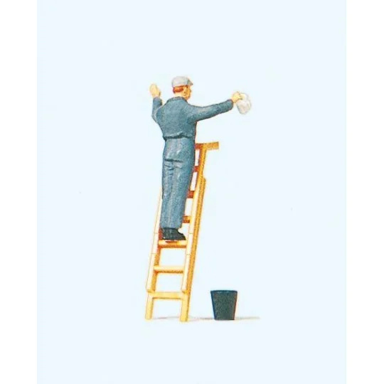 Preiser 28048 figures, Cleaning man on ladder - Preiser_28048 Preiser_28048-Preiser 28048 figures, Cleaning man on ladder - Preiser_28048