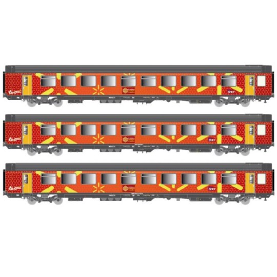 Lsm_40313-LS Models 40313 Set de 3 voitures vtu région Languedoc Roussillon, décoration Carmillon rouge