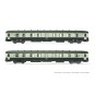 HJ4181-Jouef HJ4181 Set de 2 voitures voyageurs DEV AO, 2éme classe U59 B9 (ex A9), SNCF, verte/grise, logo encadré