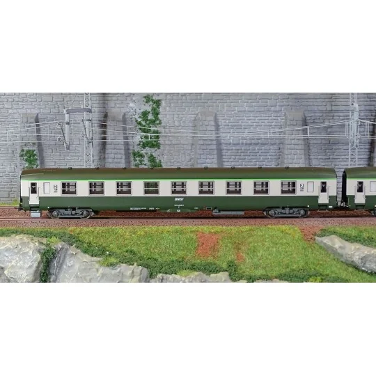 HJ4181-Jouef HJ4181 Set of 2 DEV AO passenger cars, 2nd class U59 B9 (ex A9), SNCF, green/grey, framed logo