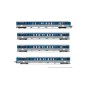 HJ4185-Jouef HJ4185 Set of 4 RIO 77 passenger cars, "Stelyrail blue", SNCF