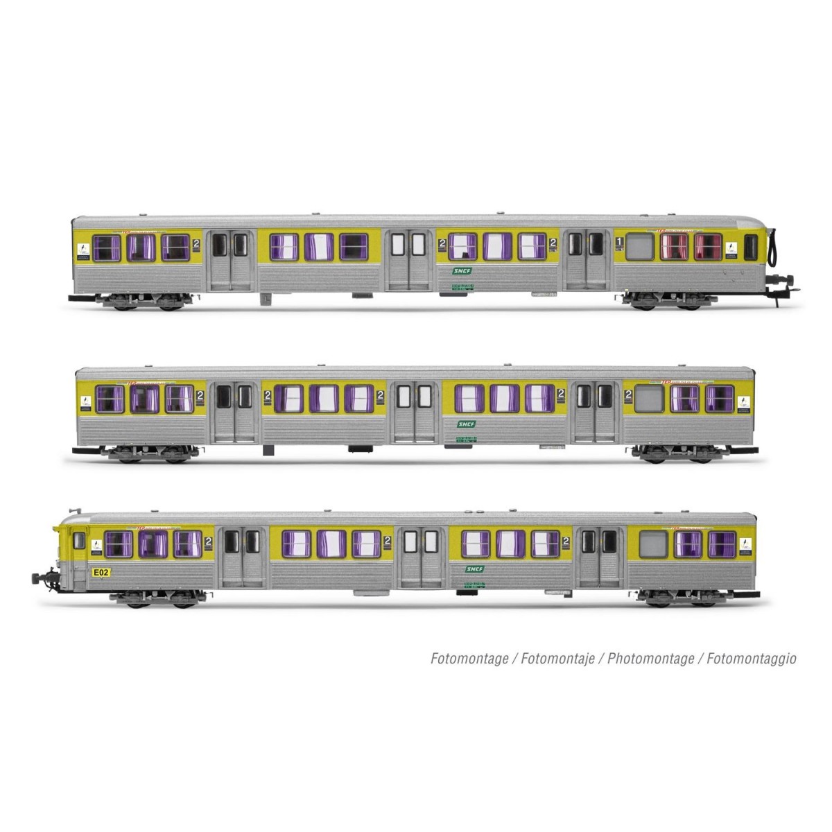 Jouef HJ4186 Set of 3 RIO 78 TER passenger cars (ex NPDC), yellow/s...