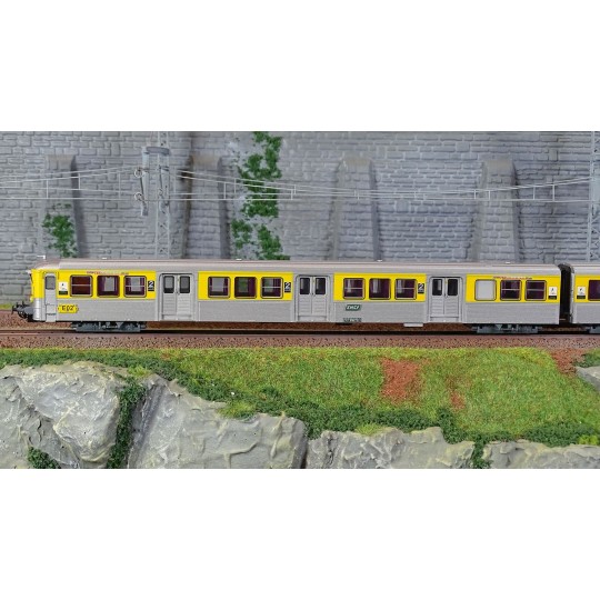 HJ4186-Jouef HJ4186 Set of 3 RIO 78 TER passenger cars (ex NPDC), yellow/silver livery, SNCF