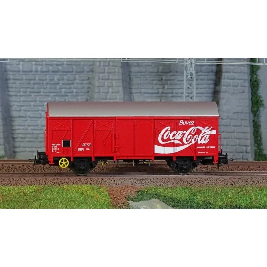 Jouef HJ6254 Covered wagon with G4 axles and smooth sides, Coca-Col... HJ6254-Jouef HJ6254 Covered wagon with G4 axles and smooth sides, Coca-Cola, SNCF