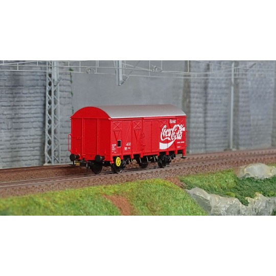 HJ6254-Jouef HJ6254 Wagon couvert à essieux G4 avec parois lisses, Coca Cola, SNCF