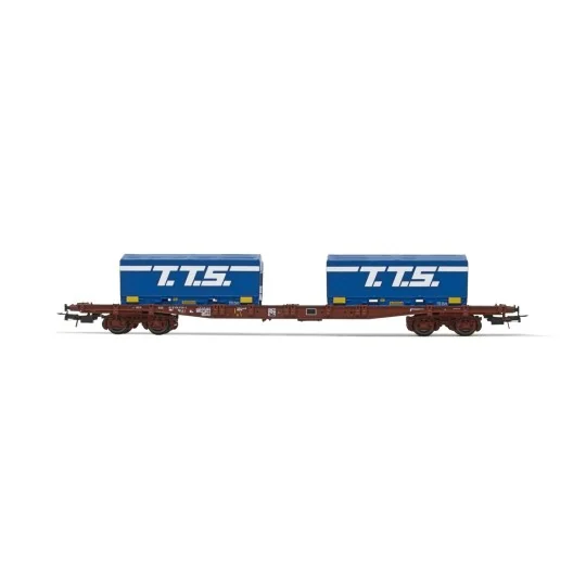 Jouef HJ6259 S70 bogie container wagon, SNCF, loaded with 2 x 20' "... HJ6259-Jouef HJ6259 S70 bogie container wagon, SNCF, loaded with 2 x 20' " TTS " reel containers