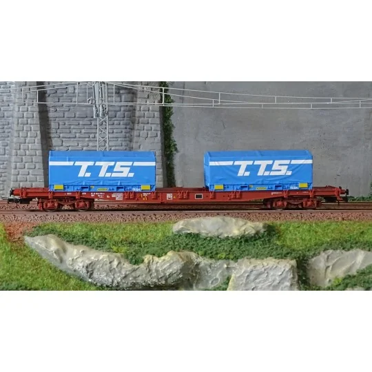 Jouef HJ6259 S70 bogie container wagon, SNCF, loaded with 2 x 20' "... HJ6259-Jouef HJ6259 S70 bogie container wagon, SNCF, loaded with 2 x 20' " TTS " reel containers