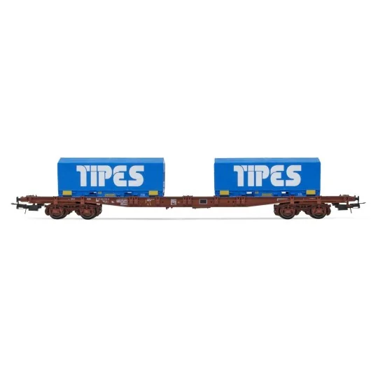 Jouef HJ6260 S70 bogie container wagon, SNCF, loaded with 2 20' "TI... HJ6260-Jouef HJ6260 S70 bogie container wagon, SNCF, loaded with 2 20' "TIPES" reel containers