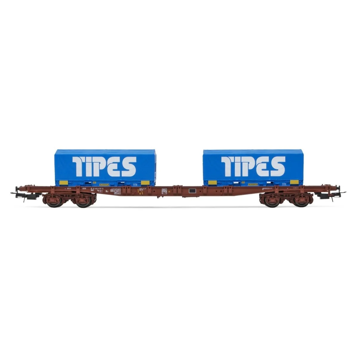 Jouef HJ6260 S70 bogie container wagon, SNCF, loaded with 2 20' "TI... Jouef HJ6260 S70 bogie container wagon, SNCF, loaded with 2 20' "TI...