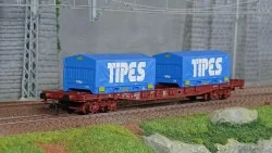 Jouef HJ6260 S70 bogie container wagon, SNCF, loaded with 2 20' "TI...