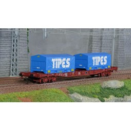 Jouef HJ6260 S70 bogie container wagon, SNCF, loaded with 2 20' "TI...