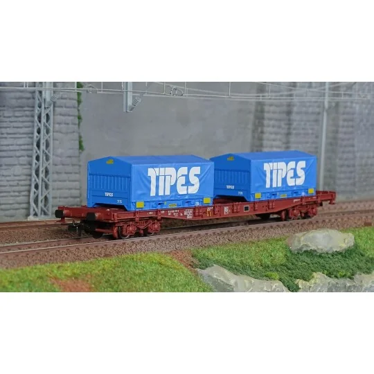 Jouef HJ6260 S70 bogie container wagon, SNCF, loaded with 2 20' "TI... HJ6260-Jouef HJ6260 S70 bogie container wagon, SNCF, loaded with 2 20' "TIPES" reel containers
