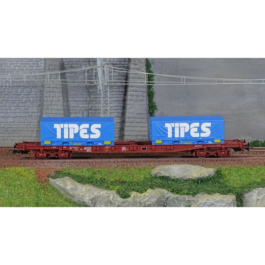 HJ6260-Jouef HJ6260 Wagon porte-conteneurs à bogies S70, SNCF, chargé 2 conteneurs porte-bobines de 20’ "TIPES"