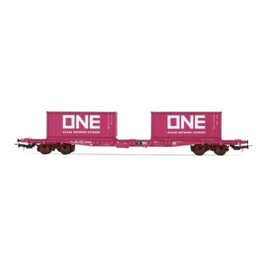 Jouef HJ6261 S70 bogie container wagon, TOUAX, loaded with 2 x 20' ... HJ6261-Jouef HJ6261 S70 bogie container wagon, TOUAX, loaded with 2 x 20' containers "ONE"