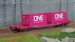 Jouef HJ6261 Wagon porte-conteneurs à bogies S70, TOUAX, chargé 2 conteneurs de 20’ "ONE" Jouef HJ6261 - 1