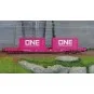 Jouef HJ6261 S70 bogie container wagon, TOUAX, loaded with 2 x 20' ... HJ6261-Jouef HJ6261 S70 bogie container wagon, TOUAX, loaded with 2 x 20' containers "ONE"