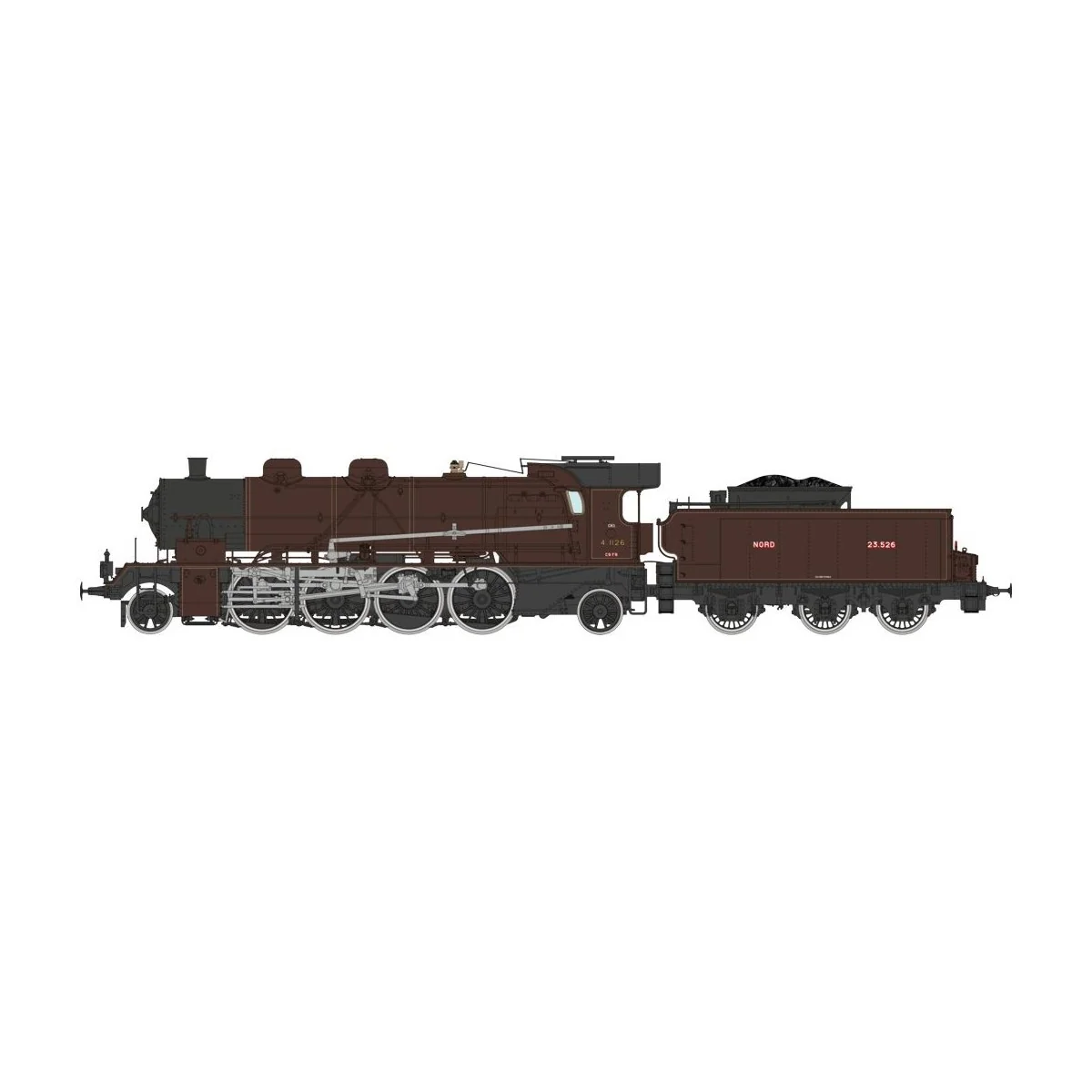 Ree Modeles MB155 Locomotive à vapeur 141 A 4.1126, NORD, CREIL, "Chocolat" Ree Modeles MB-155 - 5 Ree Modeles MB155 Locomotive à vapeur 141 A 4.1126, NORD, CREIL, "Chocolat" Ree Modeles MB-155 - 5