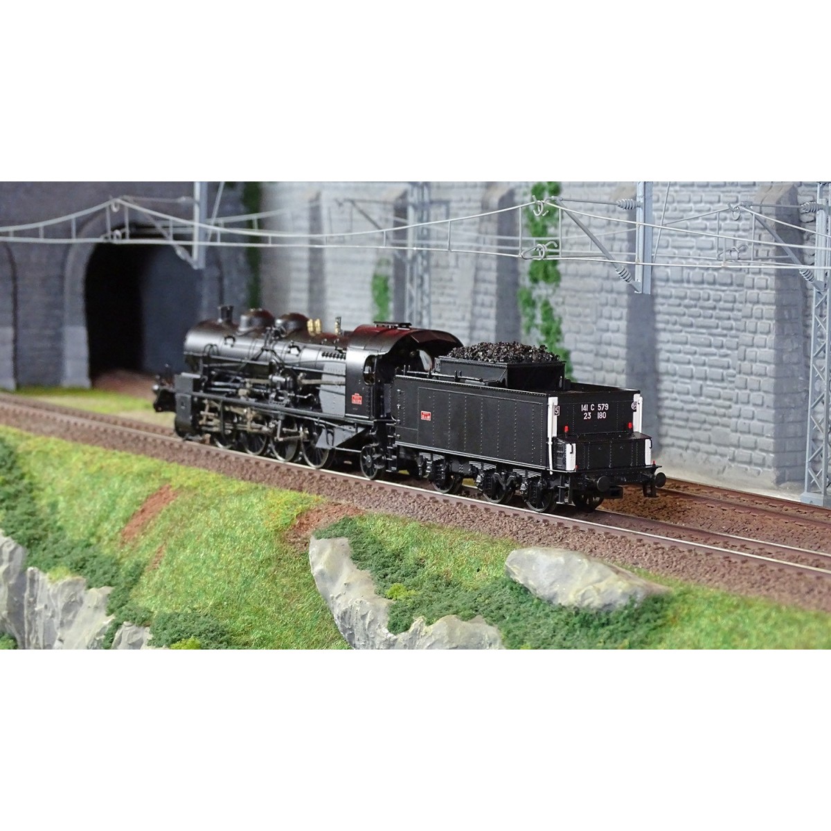 Ree Modeles MB158 Steam Locomotive 5-141 C 579, PLM, Black - MB-158
