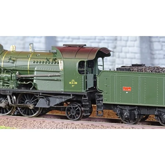 MB-160-Ree Modeles MB160 Locomotive à vapeur 5-141 D 318, SNCF, Noire et verte, Badan