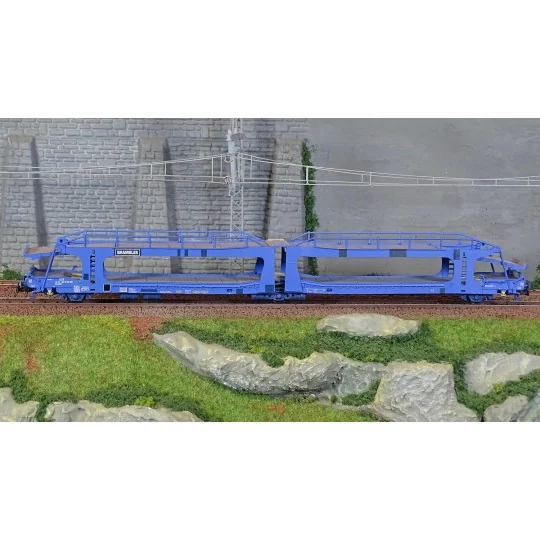 Jouef HJ6267 Laeks 3-axle articulated car transporter wagon, Brambl... HJ6267-Jouef HJ6267 Laeks 3-axle articulated car transporter wagon, Brambles, blue livery