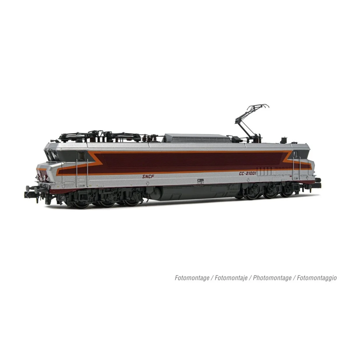 Arnold HN2585S CC 21001 electric locomotive, SNCF, silver livery, N...