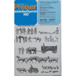 Preiser 16327 figures, groups of country folk and horse-drawn carri...